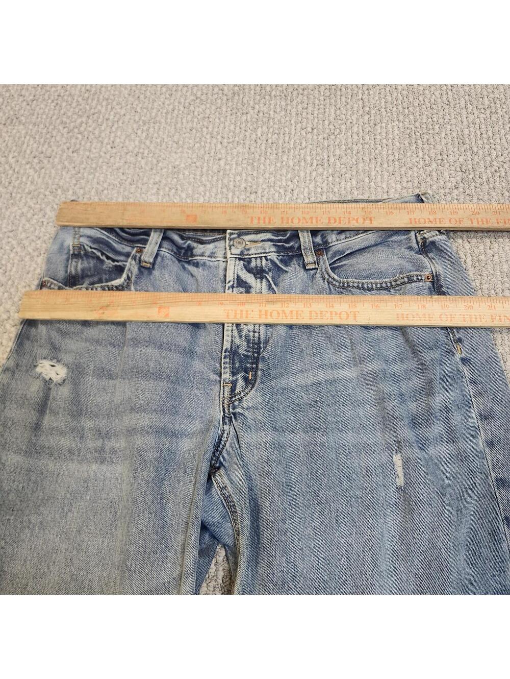 Old Navy Hi-Rise Slouchy Straight Jeans Size 16 Distressed Frayed Hem - Picture 2 of 8